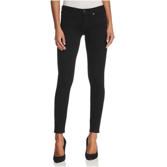 True Religion Halle Mid-Rise Super Skinny Faded Black Jeans with Flaps, Size 25 - Picture 1 of 16